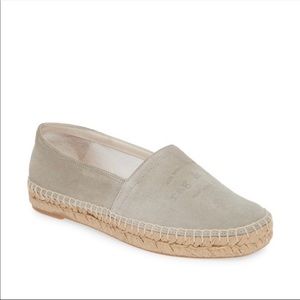 Rag & Bone Edie Suede Leather Spell Out Espadrille Flats Shoes Gray 6.5 (36.5)